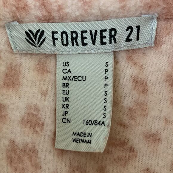 Pink‎ Cheetah Print forever 21 cropped quarter-zip fleece sweatshirt small - Picture 7 of 9
